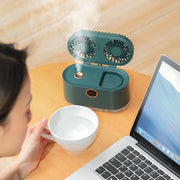 WT-818 Dual-leaf Spray Smart Digital Display Desktop Fan Night Light Humidification Cooler(White)