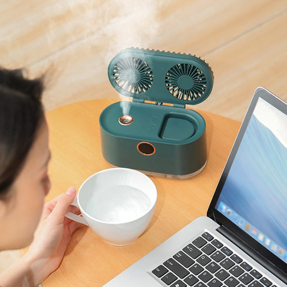 WT-818 Dual-leaf Spray Smart Digital Display Desktop Fan Night Light Humidification Cooler(Pink)