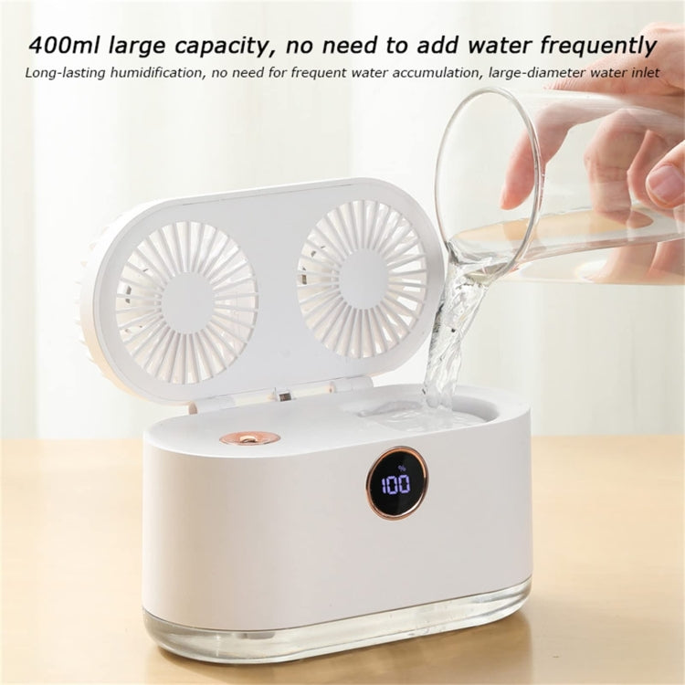 WT-818 Dual-leaf Spray Smart Digital Display Desktop Fan Night Light Humidification Cooler(Pink)