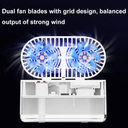 WT-818 Dual-leaf Spray Smart Digital Display Desktop Fan Night Light Humidification Cooler(White)