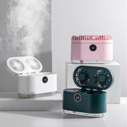 WT-818 Dual-leaf Spray Smart Digital Display Desktop Fan Night Light Humidification Cooler(Pink)