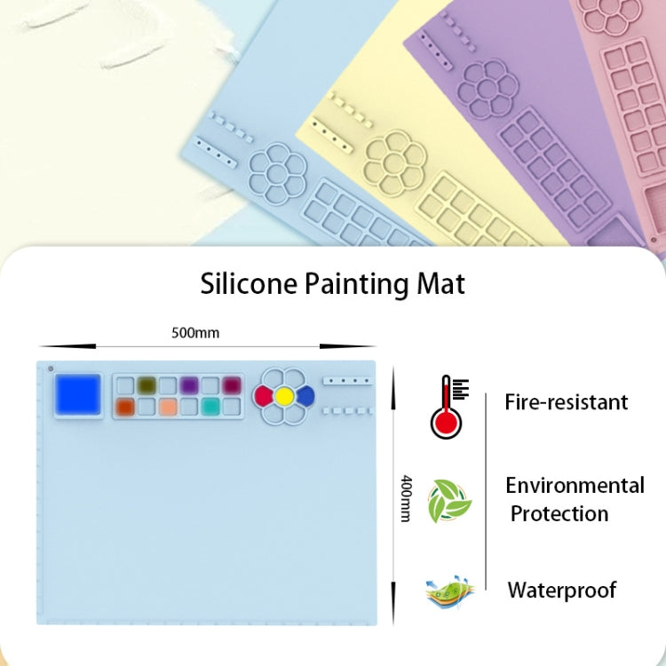 50x40cm Silicone Painting Pad With  Paint Holder Art Mat For Drawing Clay(Pink)