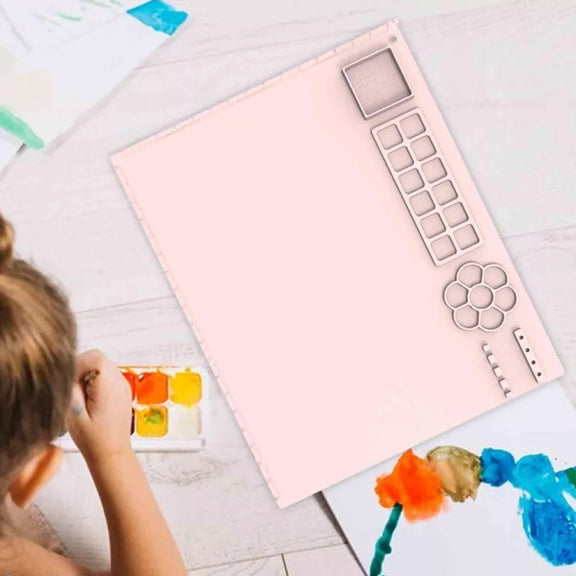 50x40cm Silicone Painting Pad With  Paint Holder Art Mat For Drawing Clay(Sky Blue)