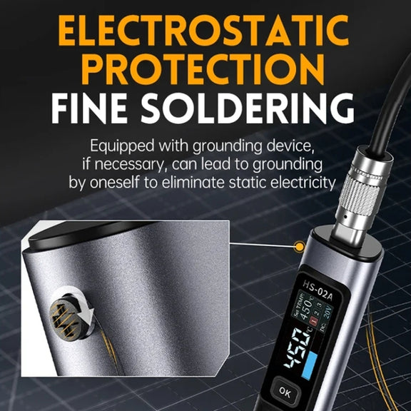 FNIRSI Portable Constant Temperature Soldering Iron Set, Model: HS-02A Standard 6 Head