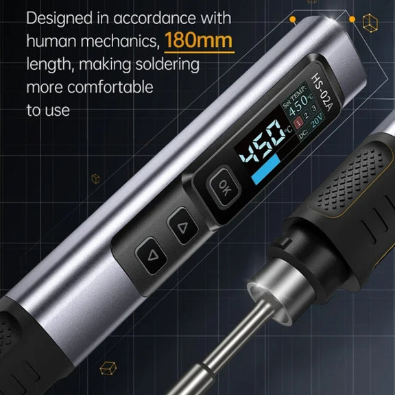 FNIRSI Portable Constant Temperature Soldering Iron Set, Model: HS-02A Standard-B Round Tip