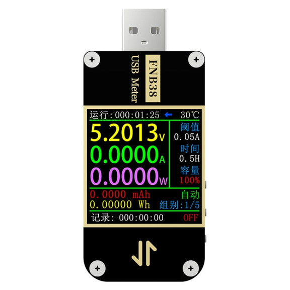 FNIRSI FNB38 USB Voltage And Current Meter Capacity Fast Charging Protocol Tester(Black)