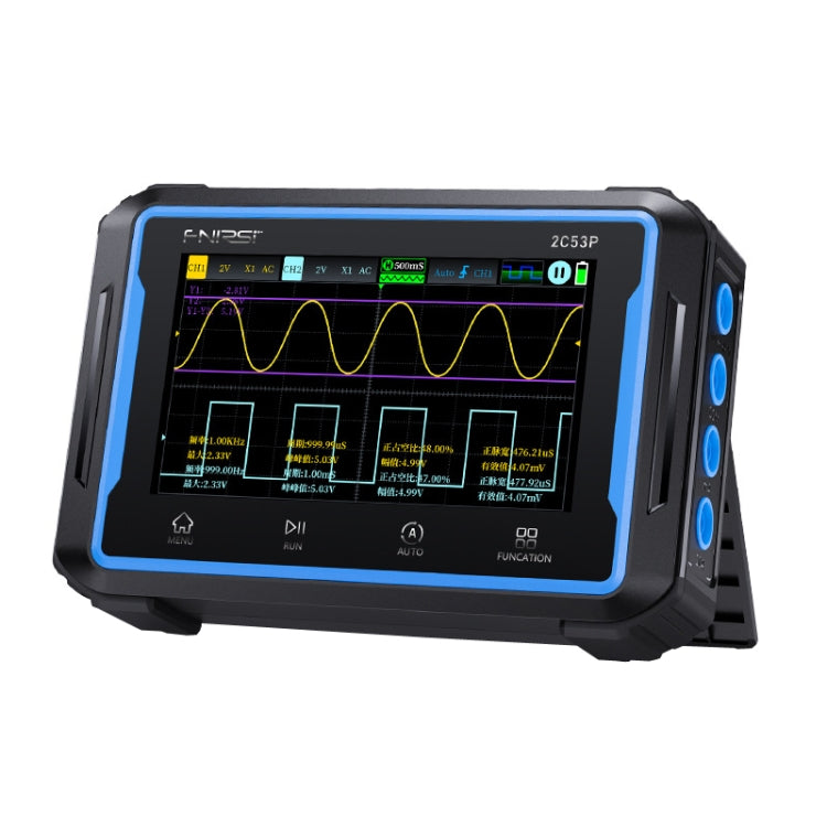 FNIRSI 2C53P Dual Channel Flat Panel Digital Oscilloscope Multimeter Signal Generator 3 In 1(Black)