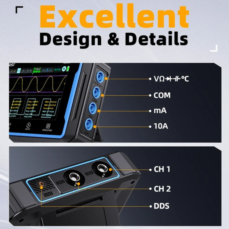 FNIRSI 2C53P Dual Channel Flat Panel Digital Oscilloscope Multimeter Signal Generator 3 In 1(Black)