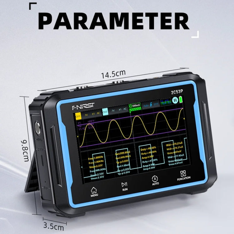 FNIRSI 2C53P Dual Channel Flat Panel Digital Oscilloscope Multimeter Signal Generator 3 In 1(Black)