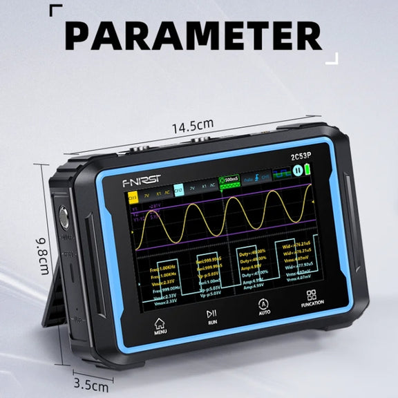 FNIRSI 2C53P Dual Channel Flat Panel Digital Oscilloscope Multimeter Signal Generator 3 In 1(Black)