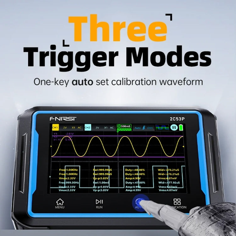 FNIRSI 2C53P Dual Channel Flat Panel Digital Oscilloscope Multimeter Signal Generator 3 In 1(Black)