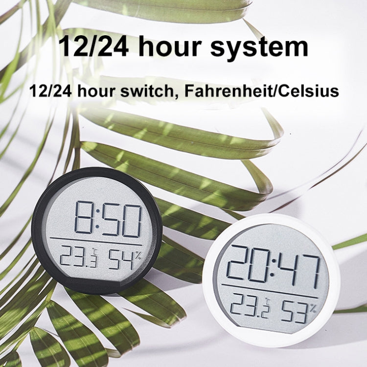 Slim Magnetic Thermometer And Hygrometer Clock Home Wall-Mounted Electronic Clock(Black)