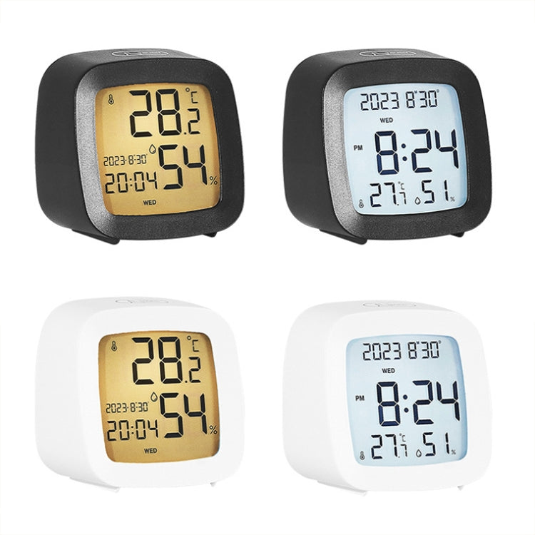 Multifunctional Temperature and Humidity LCD Clock Home Bedside Alarm Clock(2306 White)