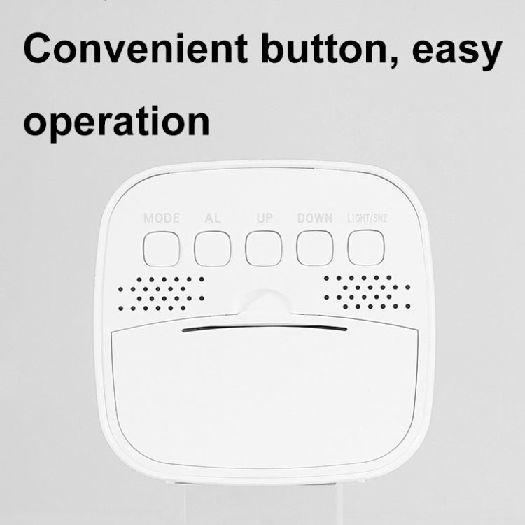 Multifunctional Temperature and Humidity LCD Clock Home Bedside Alarm Clock(2306 White)