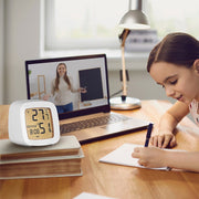 Multifunctional Temperature and Humidity LCD Clock Home Bedside Alarm Clock(2306 White)