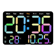 Multifunctional LED Digital Display Electronic Wall Clock Living Room Silent Alarm Clock, Color: Colorful