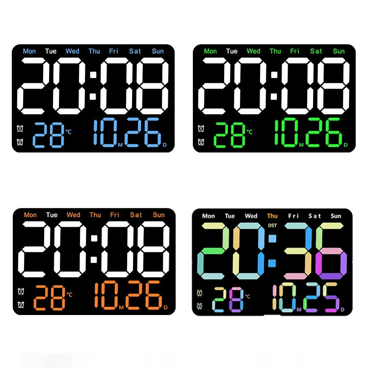 Multifunctional LED Digital Display Electronic Wall Clock Living Room Silent Alarm Clock, Color: Green