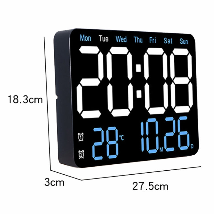 Multifunctional LED Digital Display Electronic Wall Clock Living Room Silent Alarm Clock, Color: Green