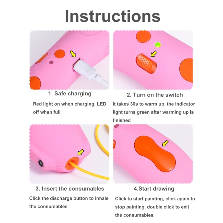 Infrared Sensing Low-temperature 3D Printing Pen Children DIY Graffiti Painting Pen(1000 mAh-Pink)