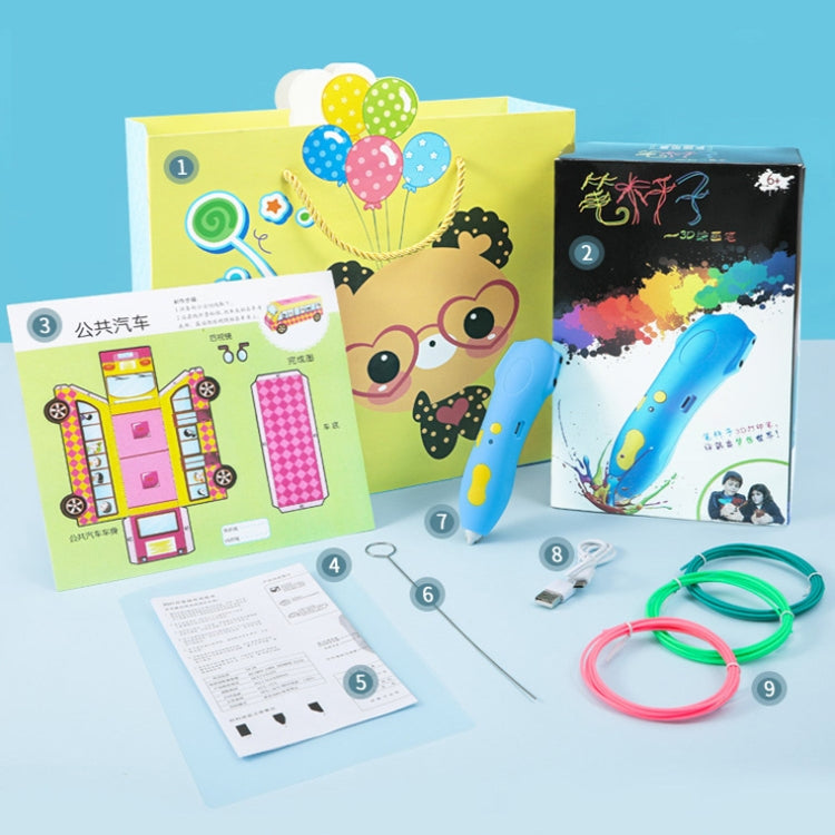 Infrared Sensing Low-temperature 3D Printing Pen Children DIY Graffiti Painting Pen(1000 mAh-Blue)