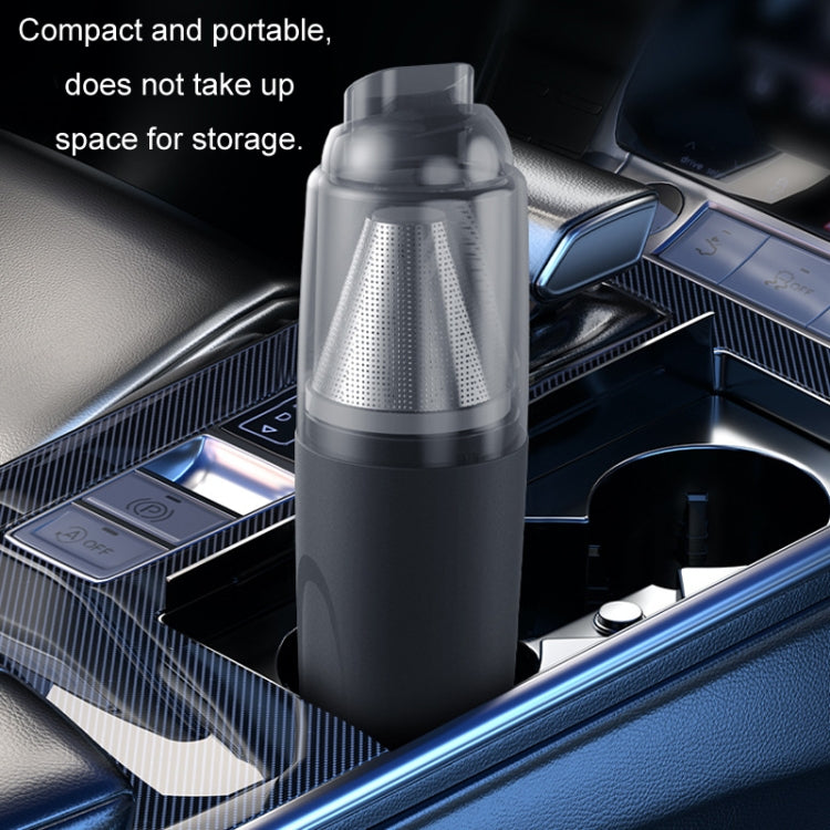 3 in 1 Mini Wireless Charging Handheld Car Vacuum Cleaner(Stainless Steel Filter Black)