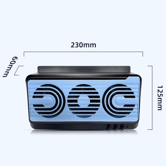 Solar Car Exhaust Fan Air Circulation Cooling Ventilation Fan(Black Blue)