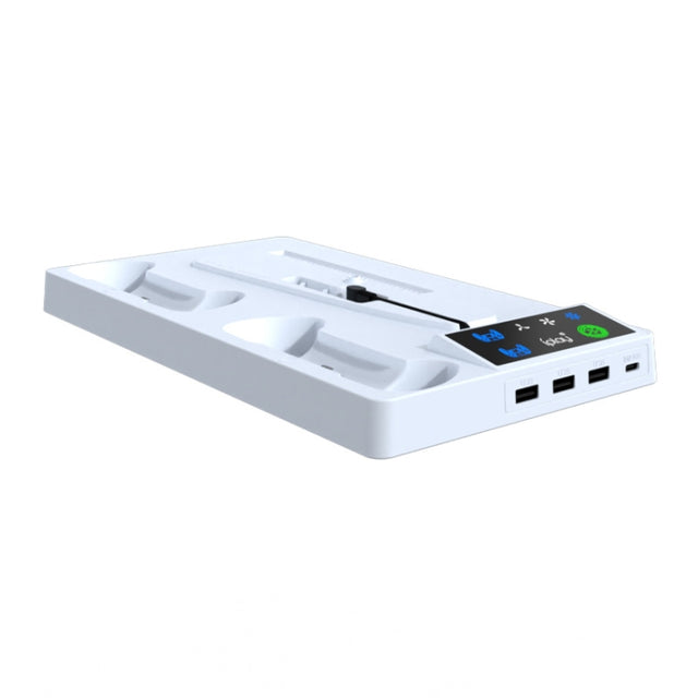 For PS5 Slim iplay HA-8006 Console Multifunctional Cooling Dock Handle Dual Charging Stand Handle Headphone Organizer(White)