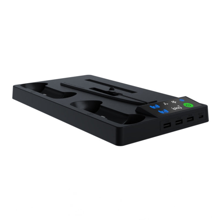 For PS5 Slim iplay HA-8006 Console Multifunctional Cooling Dock Handle Dual Charging Stand Handle Headphone Organizer(Black)
