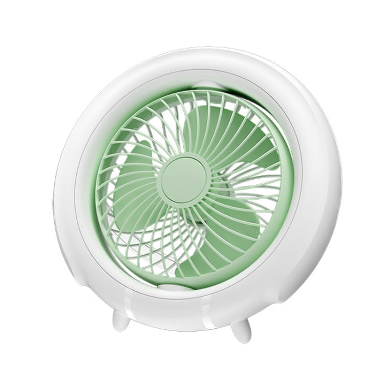 Night Light Desktop Folding Fan Outdoor Camping Hanging Mini Fan, Color: Green Upgraded