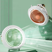 Night Light Desktop Folding Fan Outdoor Camping Hanging Mini Fan, Color: Orange Upgraded