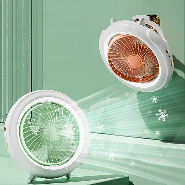 Night Light Desktop Folding Fan Outdoor Camping Hanging Mini Fan, Color: Orange Upgraded