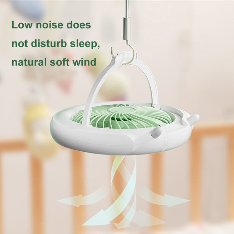 Night Light Desktop Folding Fan Outdoor Camping Hanging Mini Fan, Color: Green Upgraded