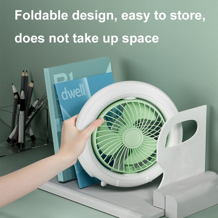 Night Light Desktop Folding Fan Outdoor Camping Hanging Mini Fan, Color: Orange Upgraded