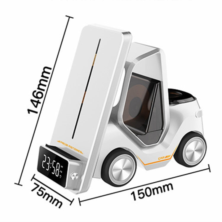 T20 5-in-1 Car-shaped Desktop Alarm Clock Wireless Charger with Atmosphere Light(Gray)