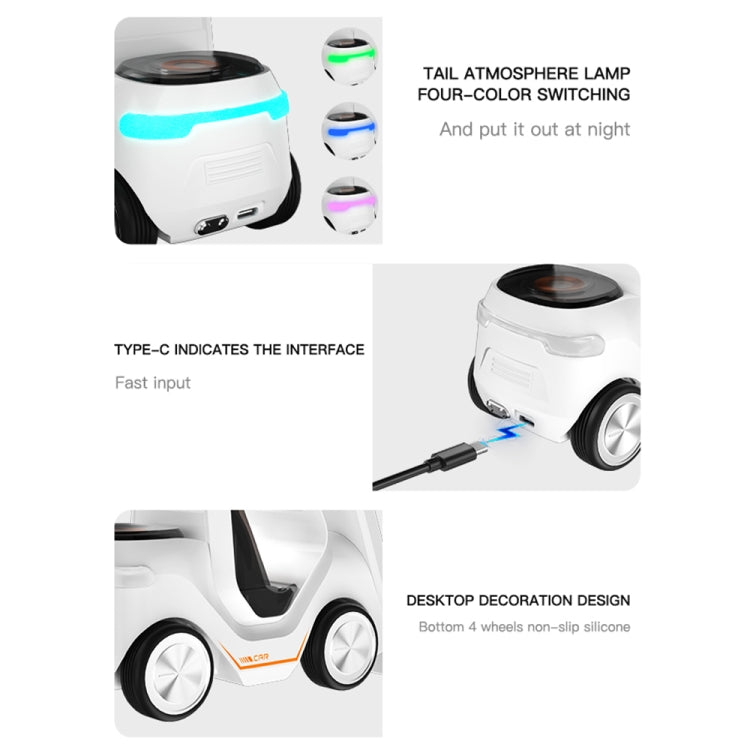 T20 5-in-1 Car-shaped Desktop Alarm Clock Wireless Charger with Atmosphere Light(Gray)