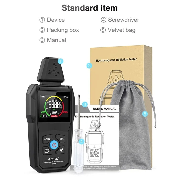 MESTEK  EMF01 Electromagnetic Radiation Detector Highly Sensitive 3-Axis Sensing Probe