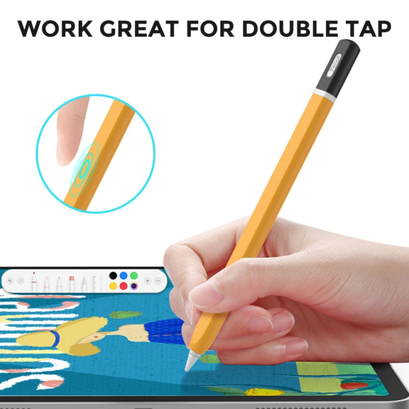 For Apple Pencil 2 AhaStyle JY16-2 Silicone Case Retro Non-slip and Anti-drop Pen Cover(Yellow)