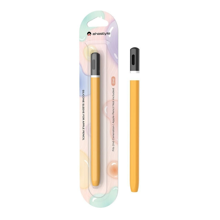 For Apple Pencil 2 AhaStyle JY16-2 Silicone Case Retro Non-slip and Anti-drop Pen Cover(Yellow)