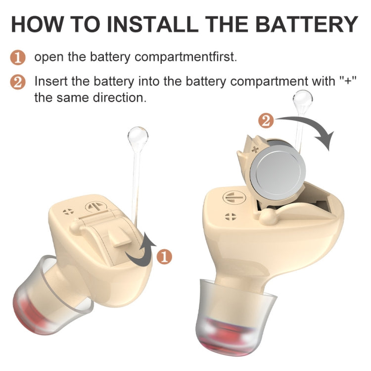 1pair  Invisible In-Ear Hearing Aid Sound Amplifier For The Elderly And Hearing Impaired(Black)