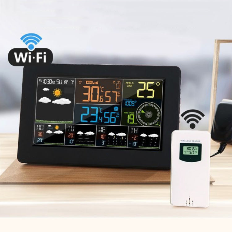 WiFi Color Screen Weather Station Temperature And Humidity Weather Forecast Clock, Model: US Plug
