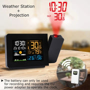 Household Color Screen Temperature And Humidity Meter Weather Forecast Projection Clock, Model: US Plug