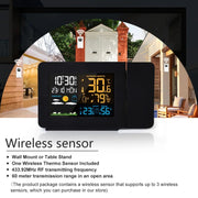 Household Color Screen Temperature And Humidity Meter Weather Forecast Projection Clock, Model: US Plug