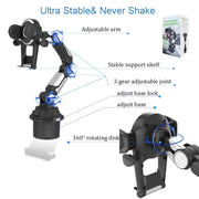 Universal Long Tube 3 Joints Adjustable Car Water Cup Position Cell Phone Holder(S0666A Silver)
