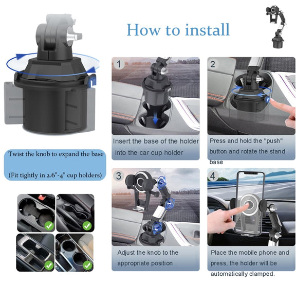 Universal Long Tube 3 Joints Adjustable Car Water Cup Position Cell Phone Holder(S0666A Silver)