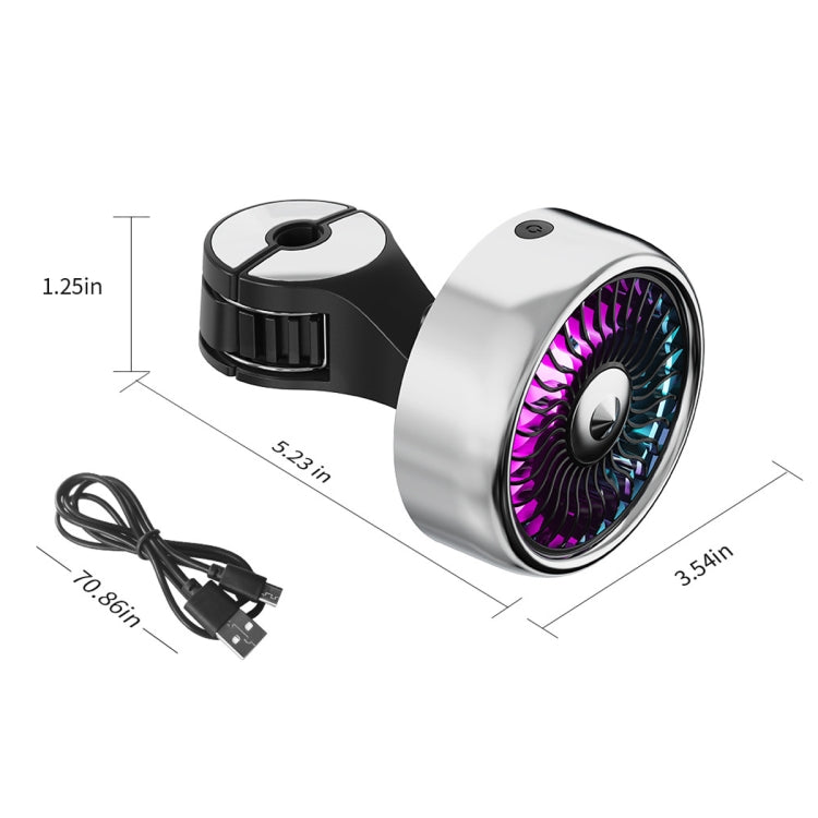 FE052 RGB Color Light USB Plug-in Clip-on Car Rear Seat Headrest Fan(Black)