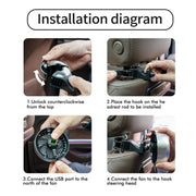 FE052 RGB Color Light USB Plug-in Clip-on Car Rear Seat Headrest Fan(Black)
