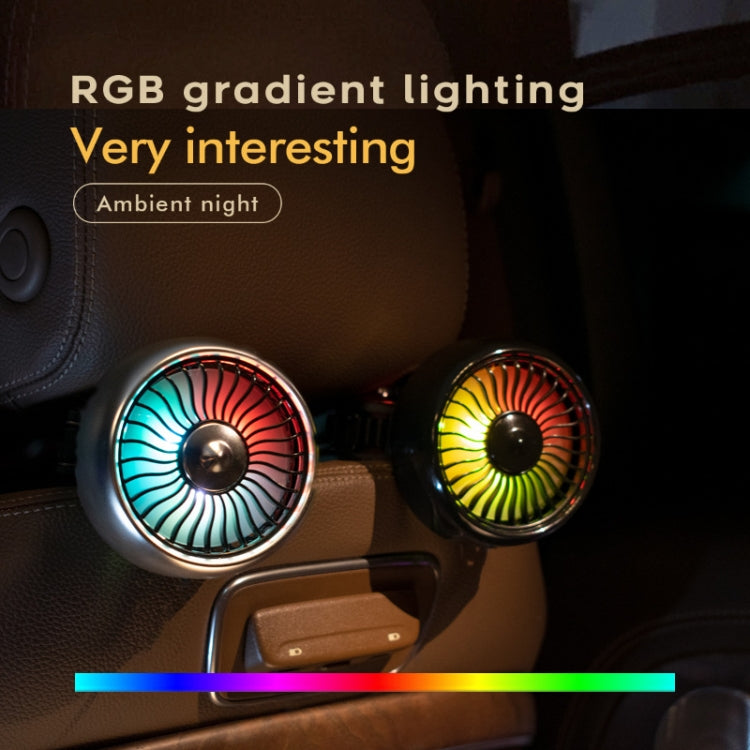 FE052 RGB Color Light USB Plug-in Clip-on Car Rear Seat Headrest Fan(Black)