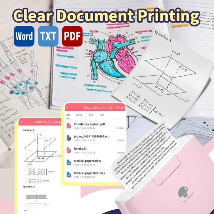 Phomemo M04S Thermal Printer Support 4 Inch Printing Width 300dpi Bluetooth Inkless Printer(White)