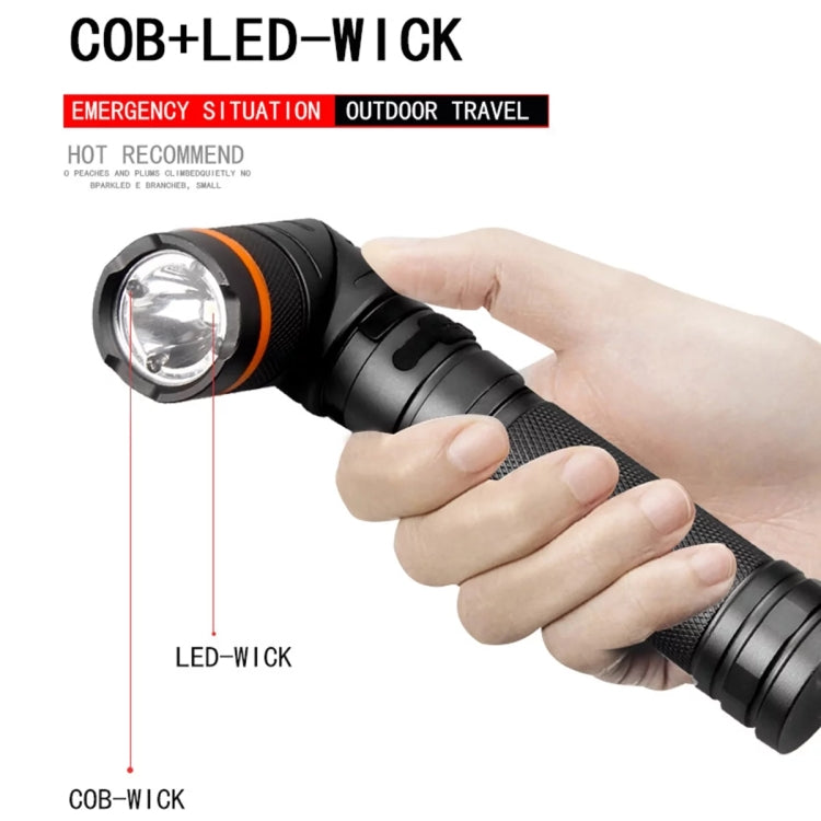 90 Degree Foldable Flashlight White / Red / Green Lights Water-resistant Magnetic Torch Built In 18650 Lithium Battery