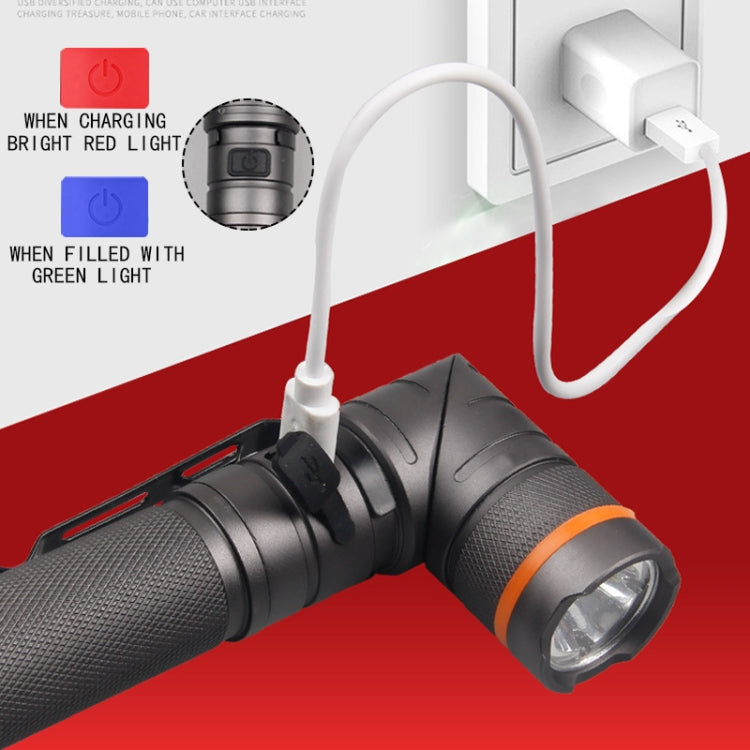 90 Degree Foldable Flashlight White / Red / Green Lights Water-resistant Magnetic Torch Built In 18650 Lithium Battery
